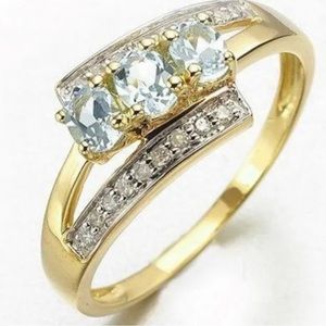 🆕 | Aquamarine | 18K Gold Filled | Nobby Halo Ring | Size 6